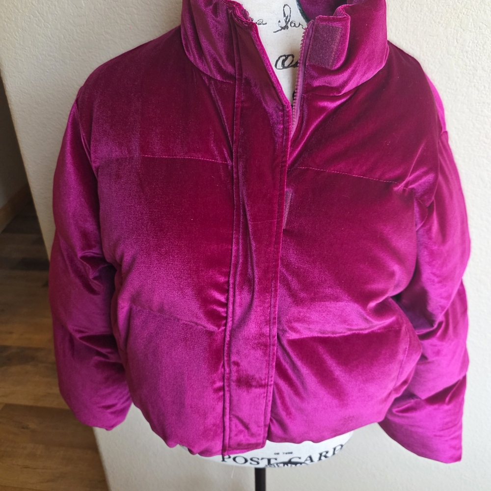 Nwt Rodeo Quincy Fuchsia Butterfly Puffer Bomber Jacket Size L